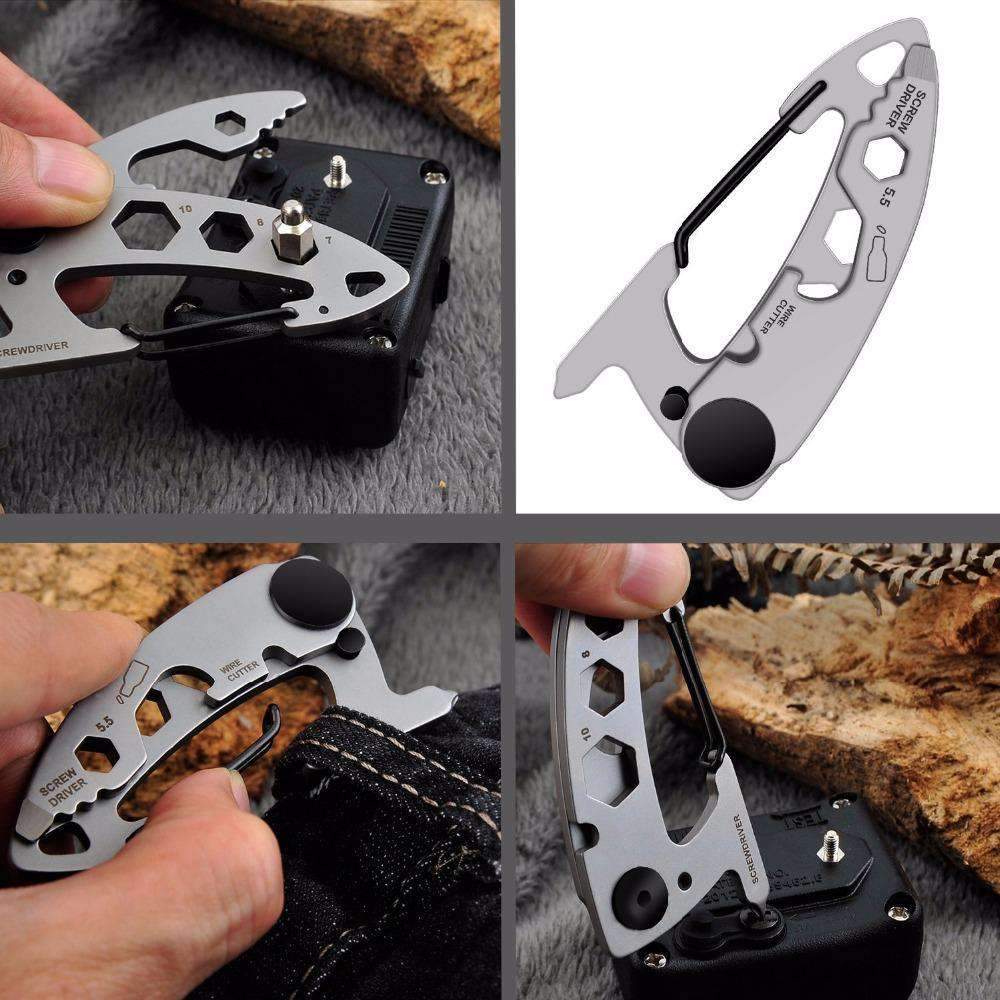 Stainless Steel Carabiner Multi Tool With Closed Wrench Fittings - Dgitrends