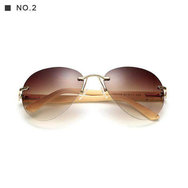 Rimless Aviator Sunglasses With Bamboo Stems - Dgitrends