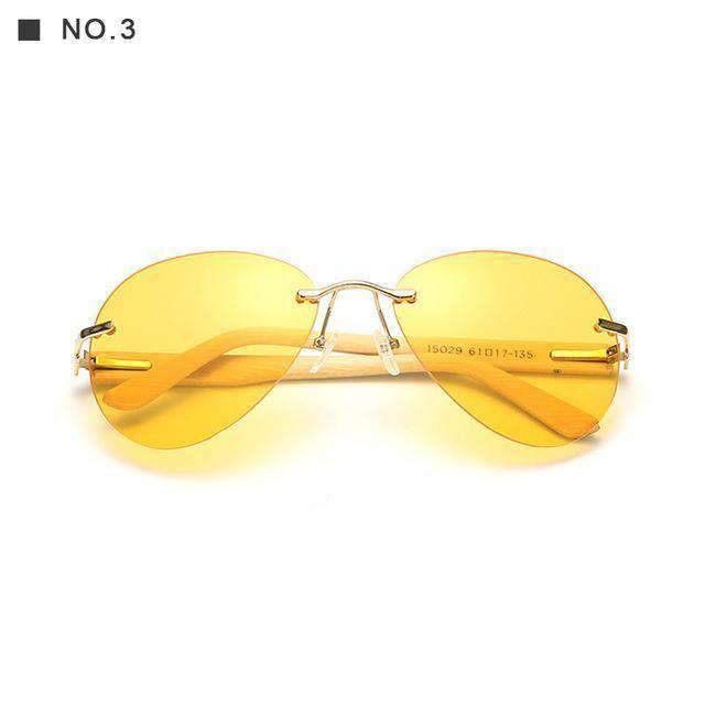Rimless Aviator Sunglasses With Bamboo Stems - Dgitrends