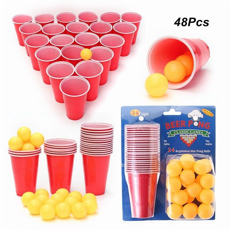 Beer Pong Kit Party Fun 24 Cups  & 24 Balls, Tabletop Board Game - Dgitrends