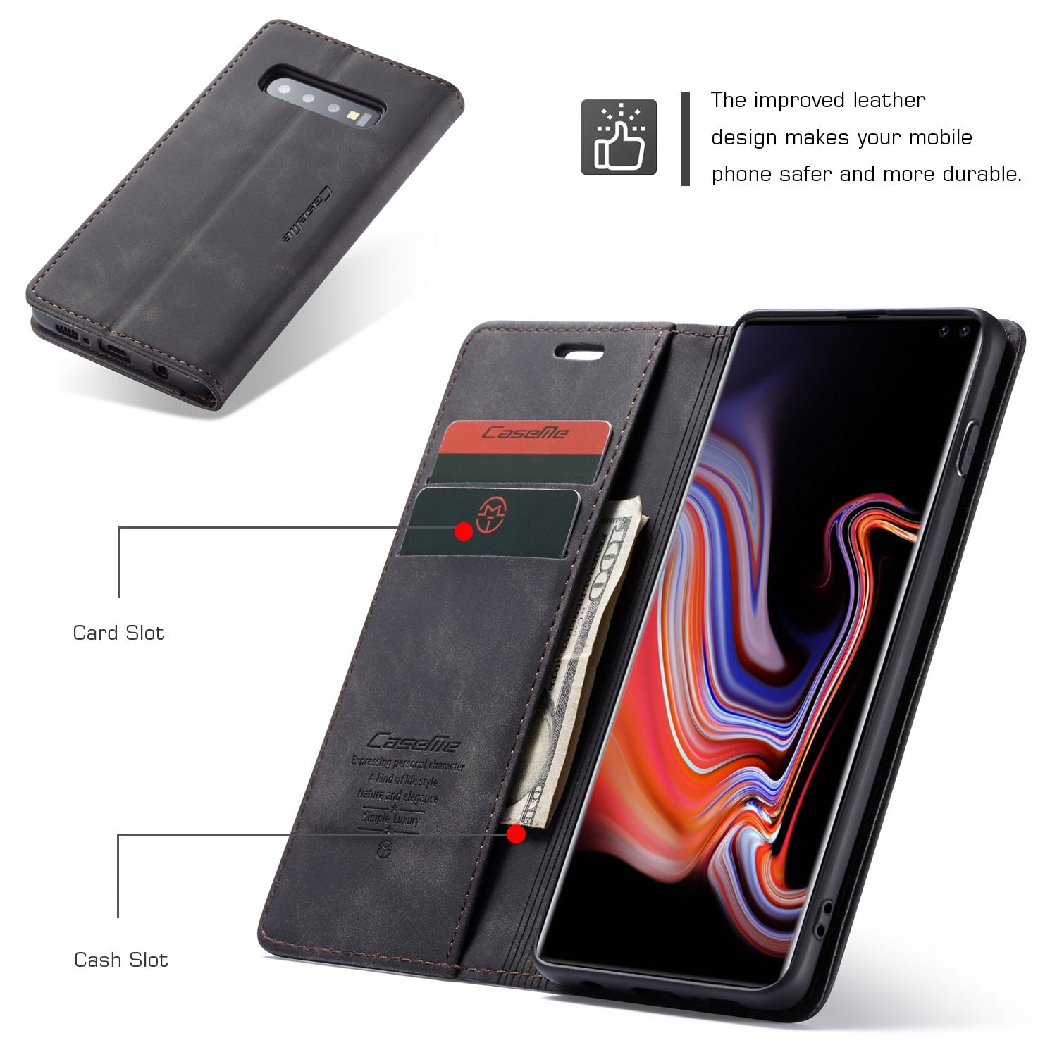 For Samsung Galaxy S10 With Slotted Credit Card & Billfold Compartment