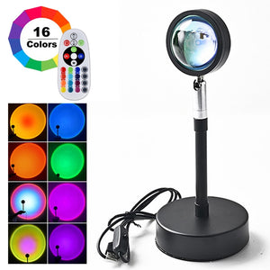 New Remote Control RGB Sunset & Rainbow Projector Lamp