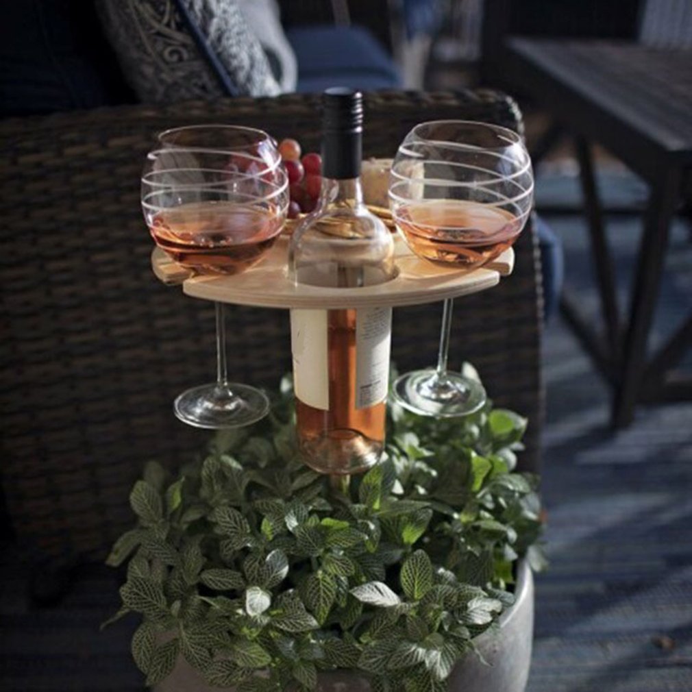 portable wine and glass picnic table